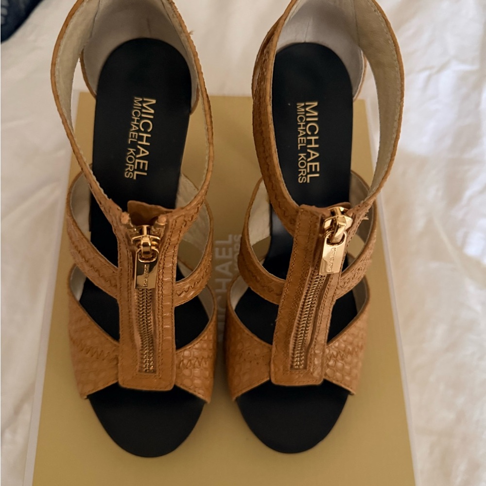 Michael Kors Tan Strappy Heels - Picture 2 of 6